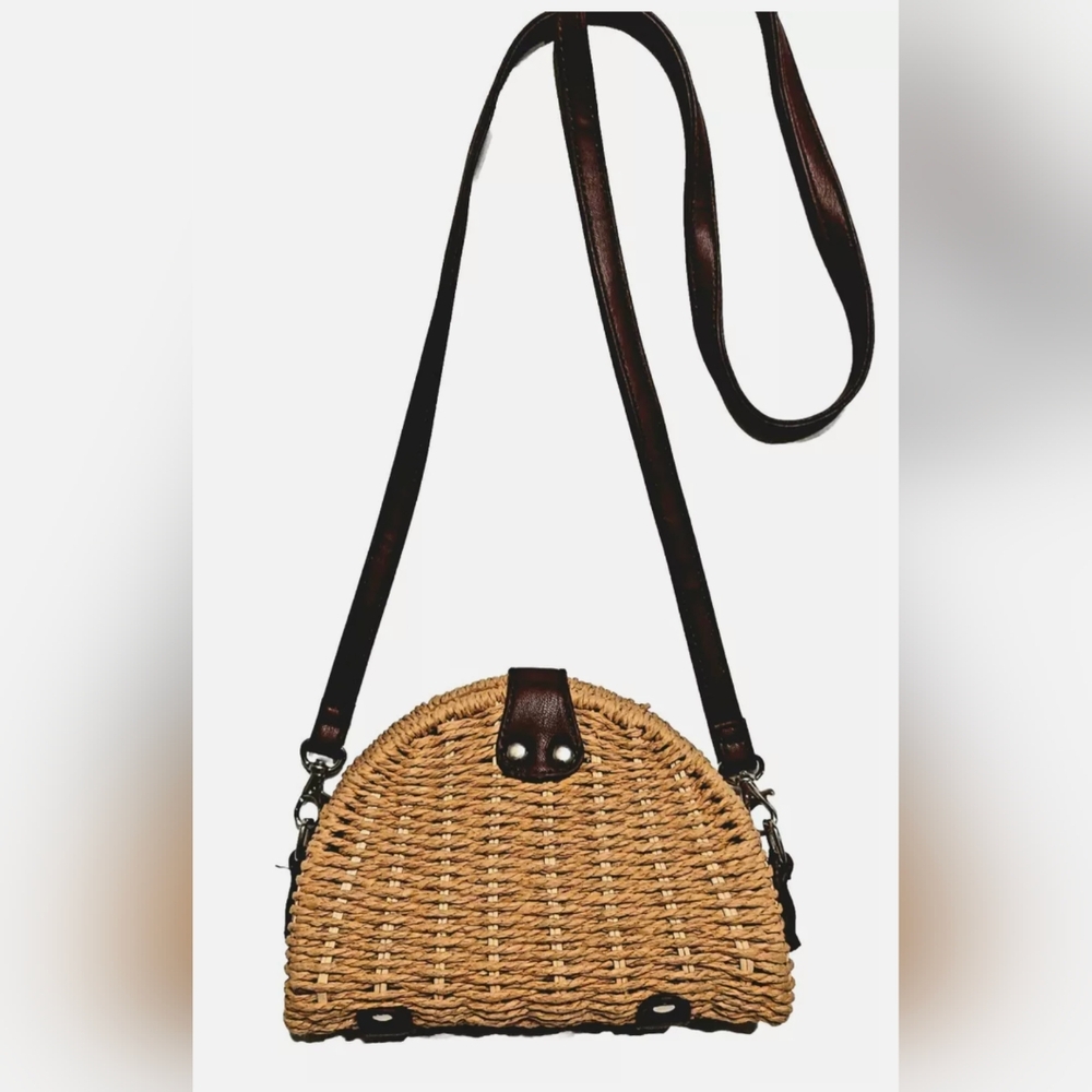 Brown Woven Crossbody Bag